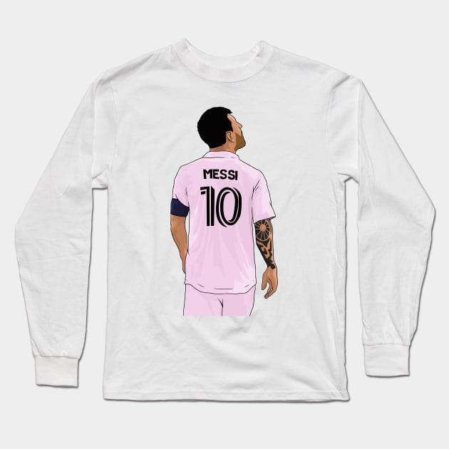 Lionel Messi Football Player Long Sleeve T-Shirt by Footie Prints